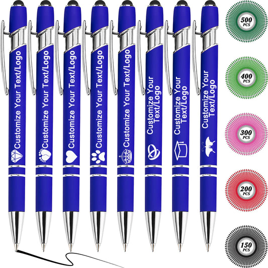 MOUZYLCASE 12 Pcs Personalized Pens Custom Ballpoint Pens with Name Logo Customized Ink Pens with