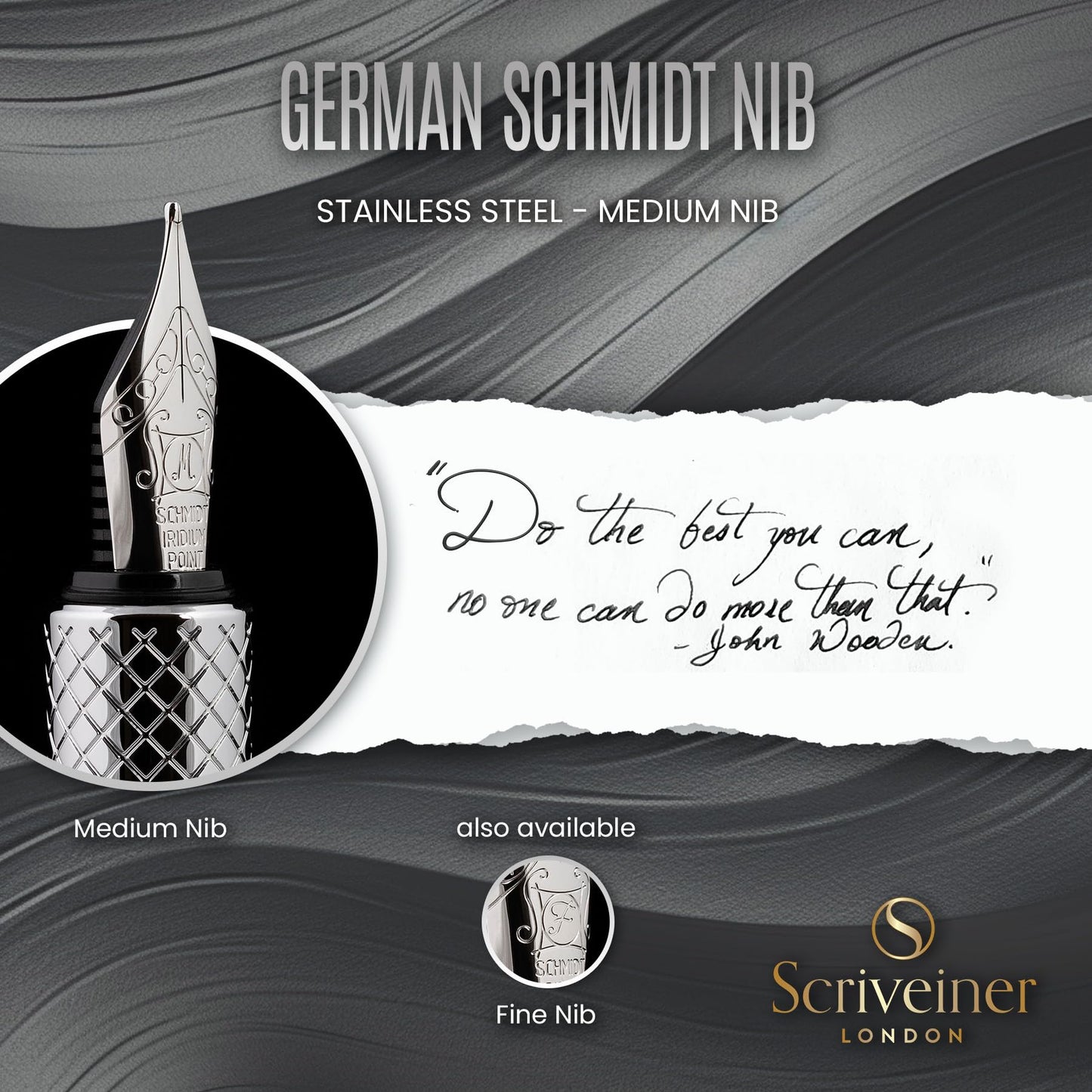 Scriveiner Silver Chrome Fountain Pen (Medium), Award Winning Luxury Pen, Heavy Pocket Pen, Chrome