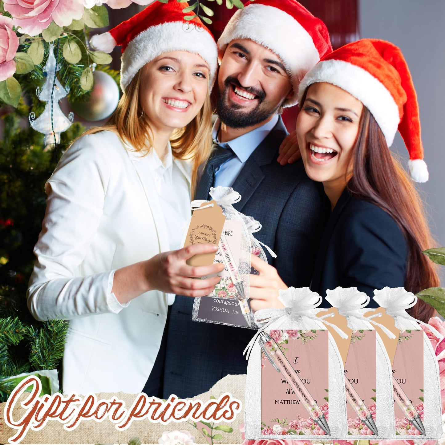 Qeeenar 200 Pcs Christian Gift Bulk Set Bible Verse, Cute Color, Flower