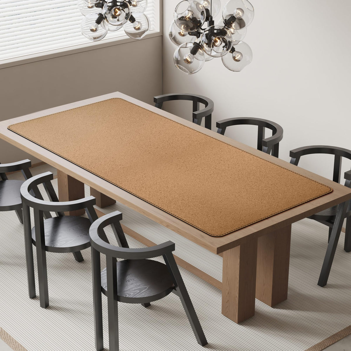 MAIDERN Leather Desk Mat, XXL 70.8” x 31.5” Reversible Office Desk Pad Mat, Cork & Leather Large