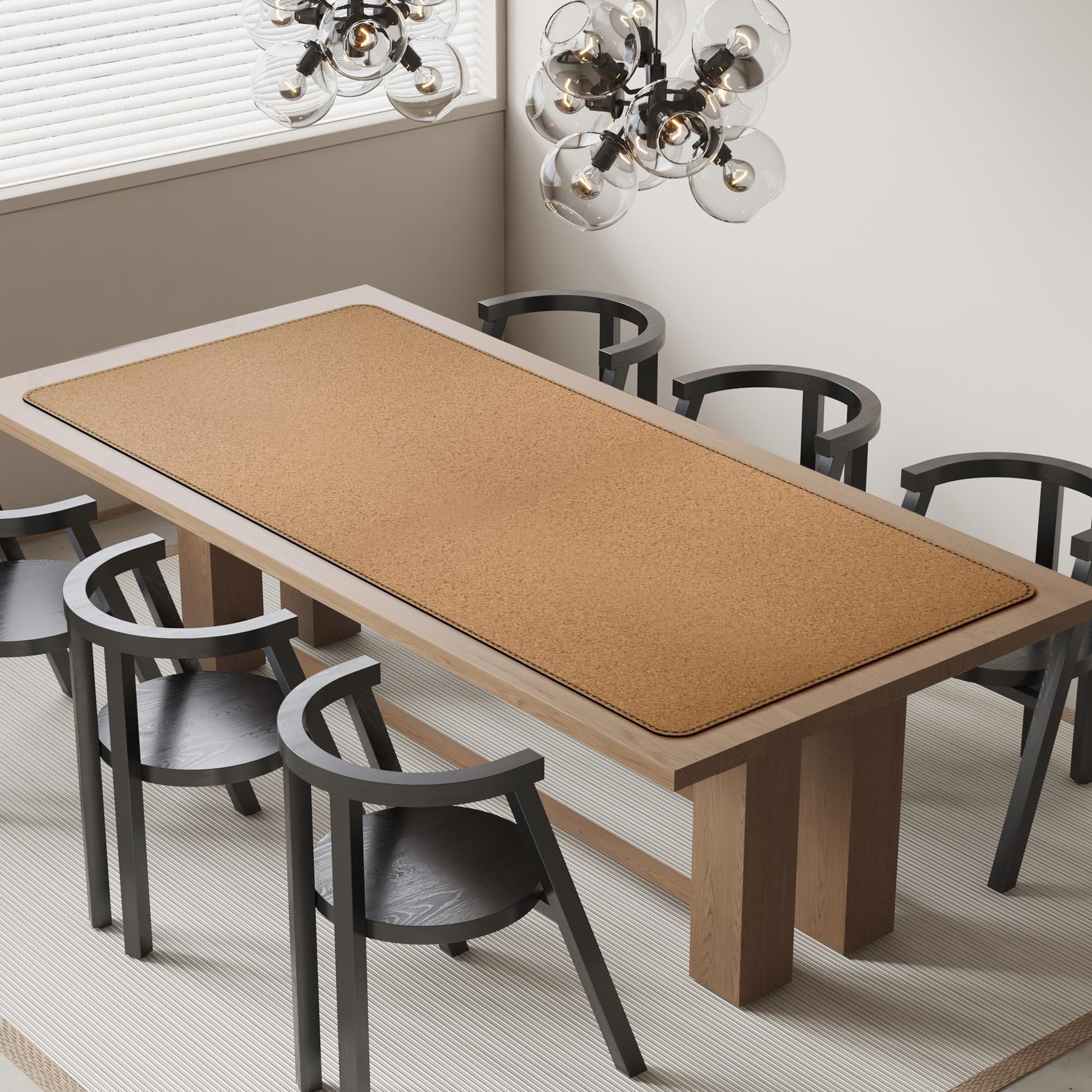 MAIDERN Leather Desk Mat, XXL 70.8” x 31.5” Reversible Office Desk Pad Mat, Cork & Leather Large