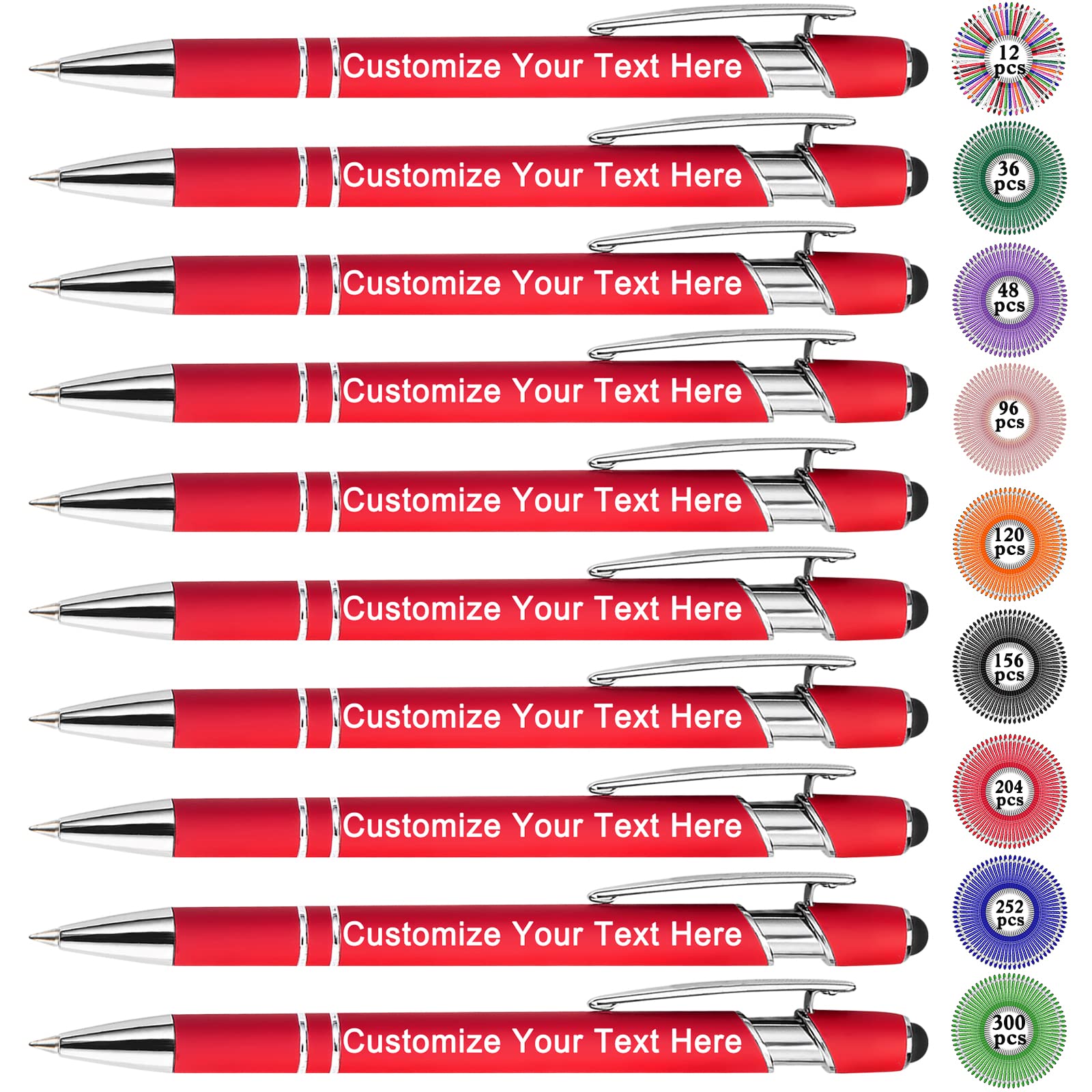 Qingxily Up to 300 Pcs Custom Pens Bulk Personalized Pens with Free Engraving Customized Stylus