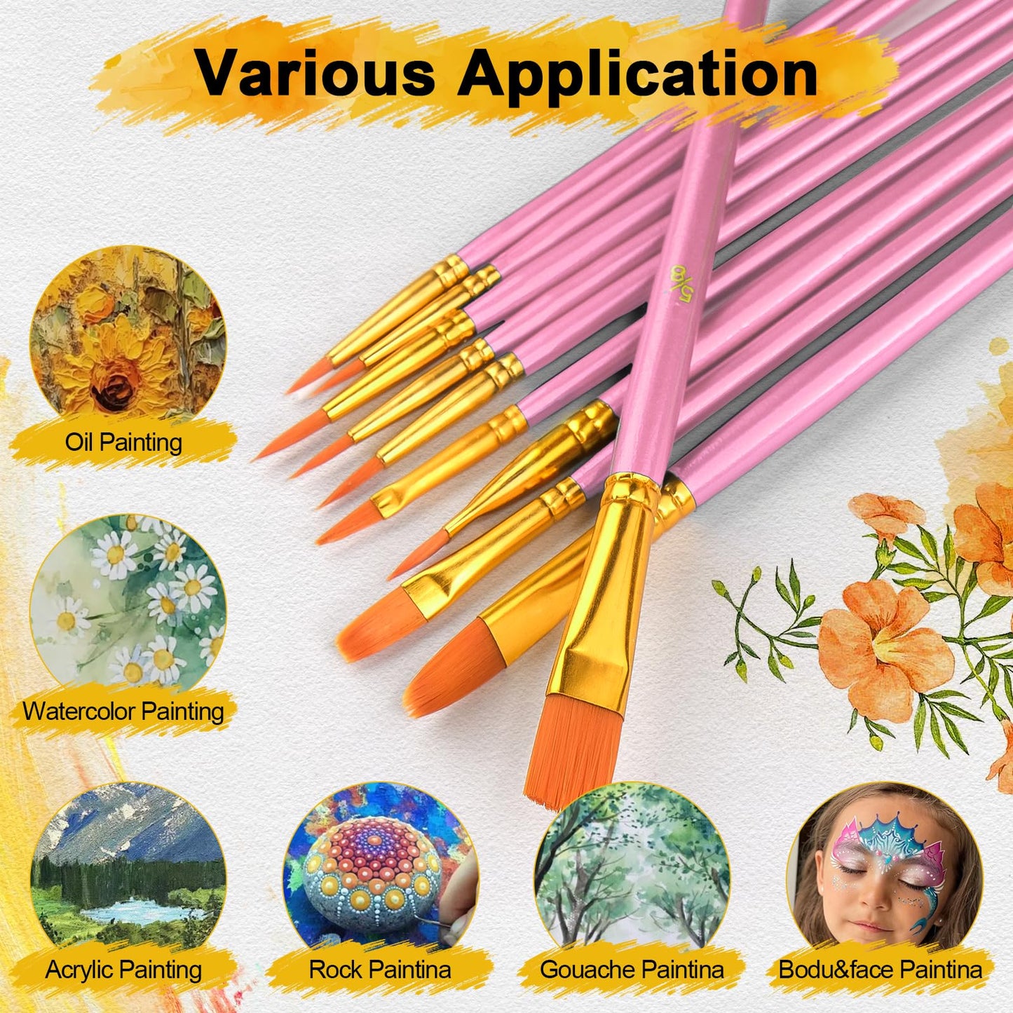 Acrylic Paint Brushes Set, 160Pcs Round Pointed Tip Artist Paintbrushes for Acrylic Painting Oil