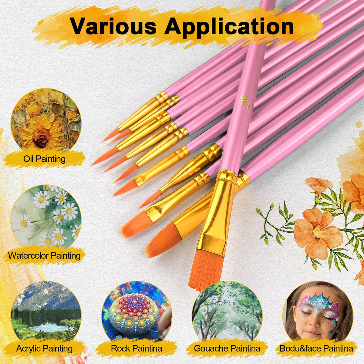 Acrylic Paint Brushes Set, 240Pcs Round Pointed Tip Artist Paintbrushes for Acrylic Painting Oil