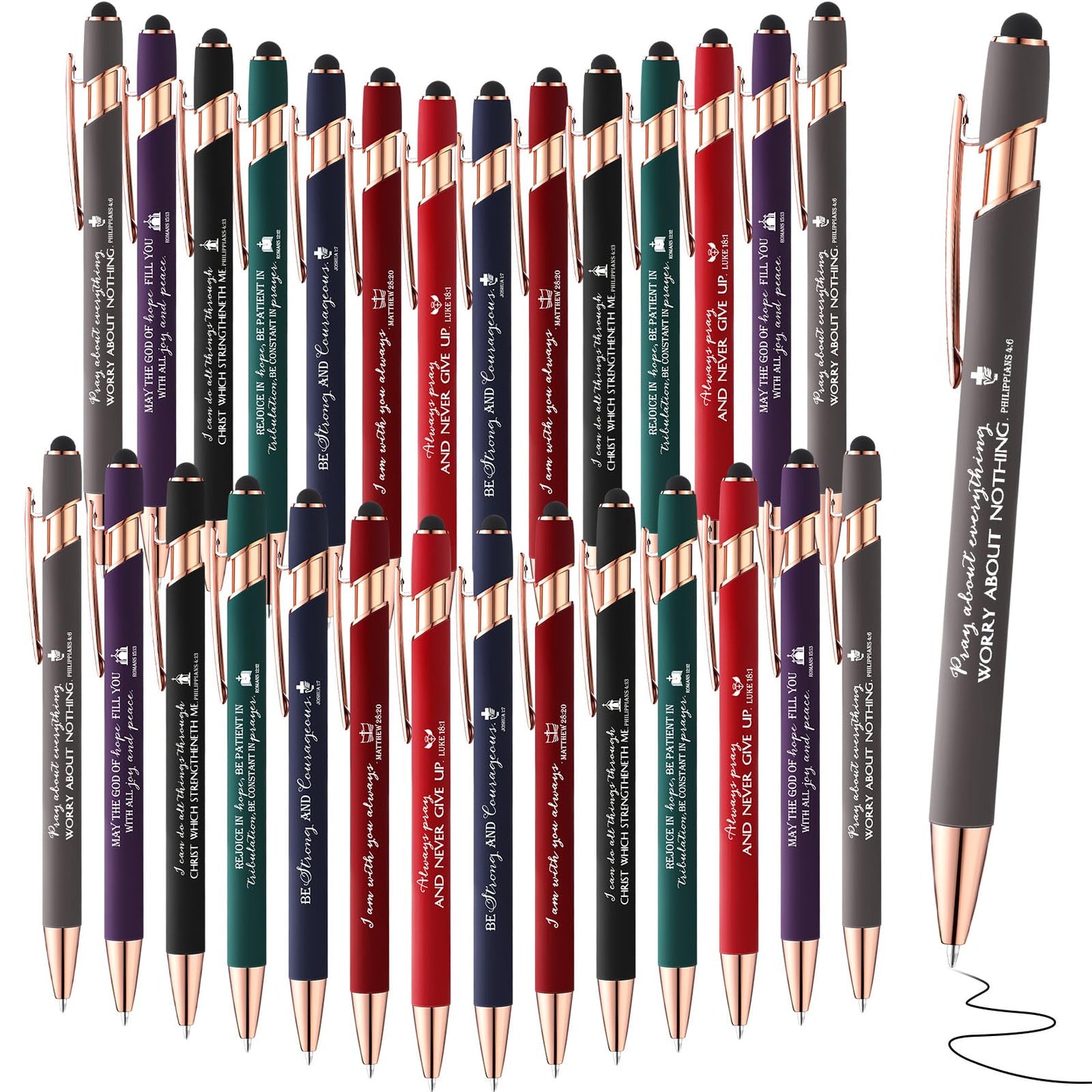 Fumete 49 Pcs Christian Pens with Stylus Tip Inspirational Gift Bulk