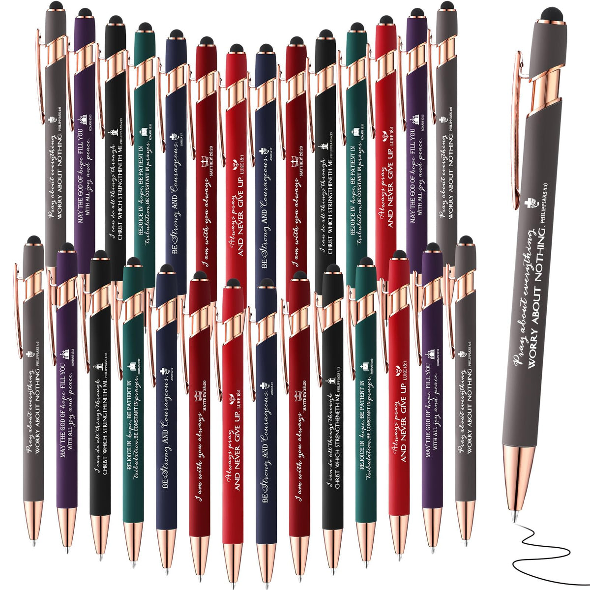 Fumete 49 Pcs Christian Pens with Stylus Tip Inspirational Gift Bulk