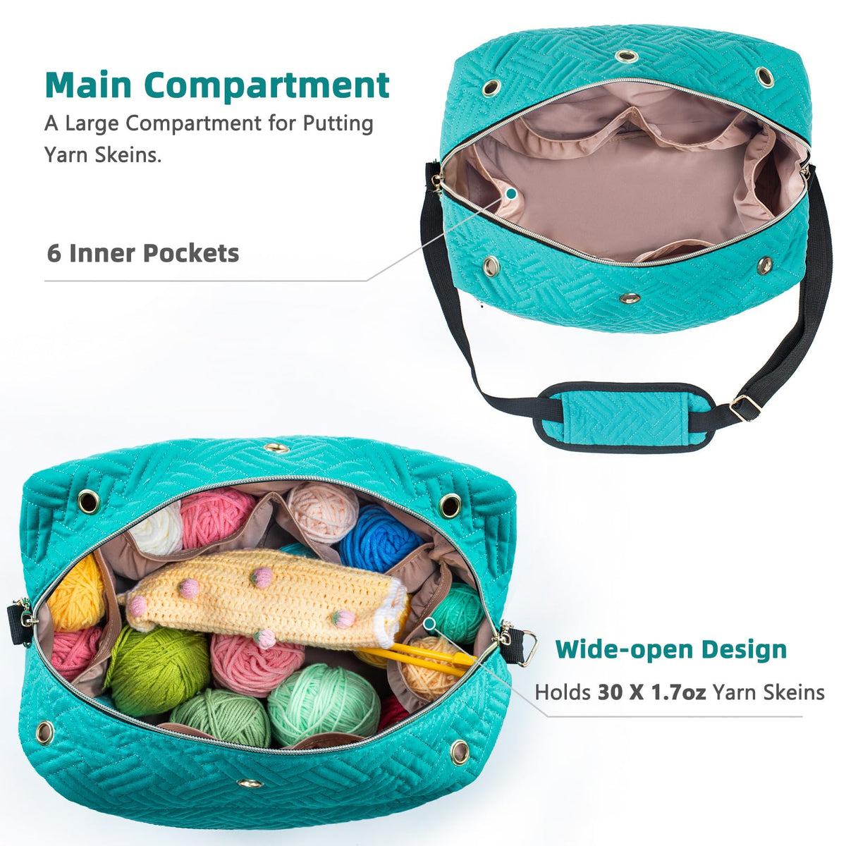 MYBAGZING Crochet Bag Yarn Storage Organizer for Knitting &Crochet Projects