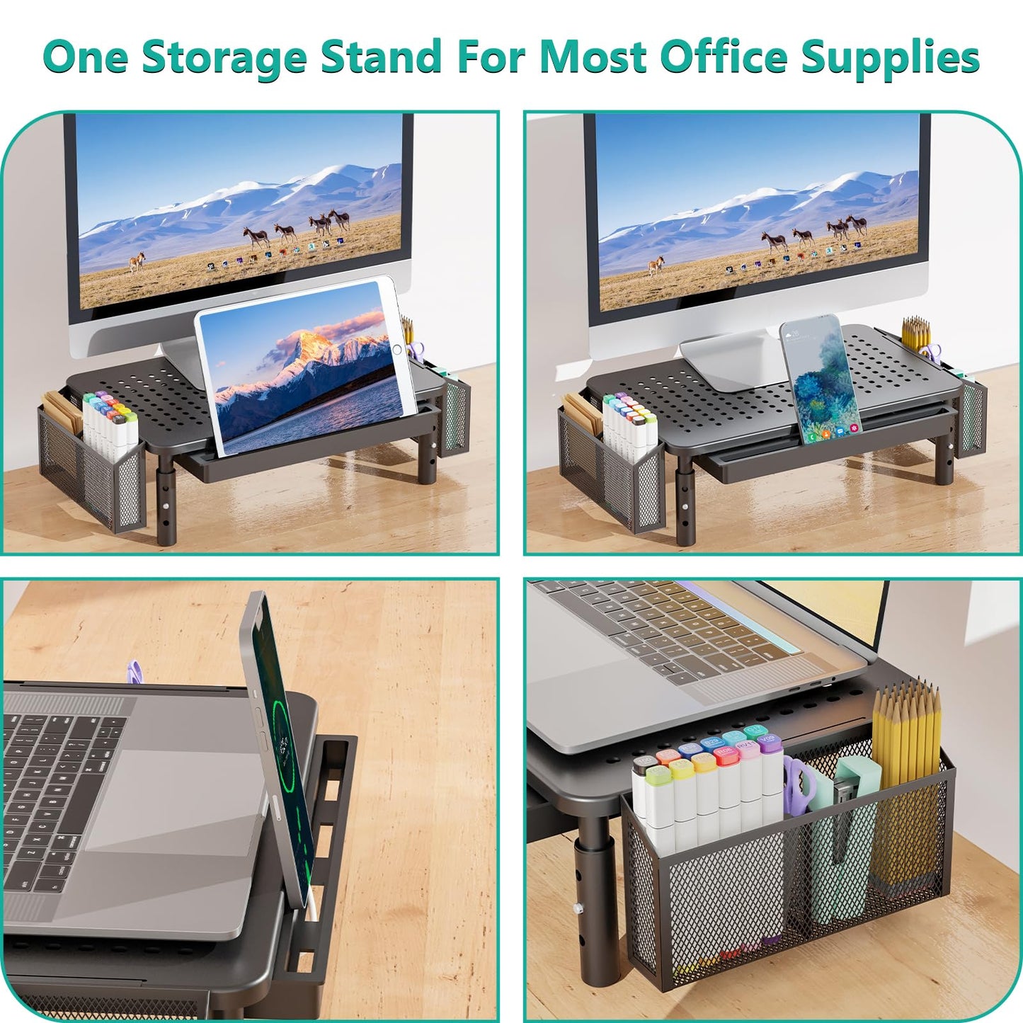 WALI Computer Monitor Stand with Storage and Pen Holder
