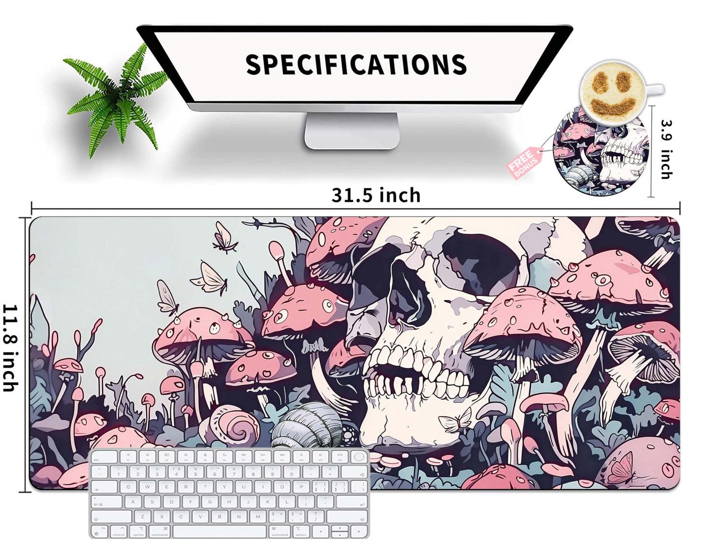 Extended Mouse Pad with Coaster 31.5 x 11.8 Desk Pad Full Desk Mousepad Stitched Edges Desk Mat