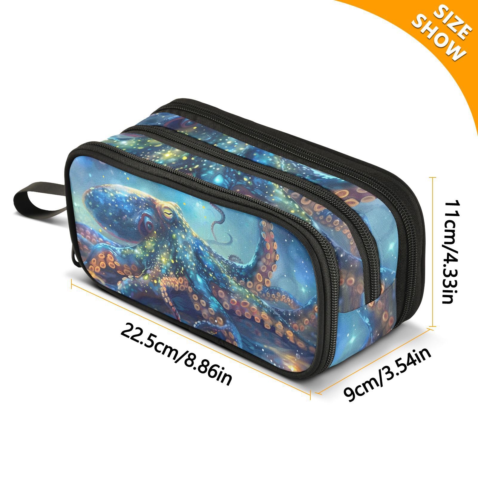 BOENLE Octopus Galaxy Pencil Case Box Boys Girls Large Pencil Pouch with Zipper Compartments Big