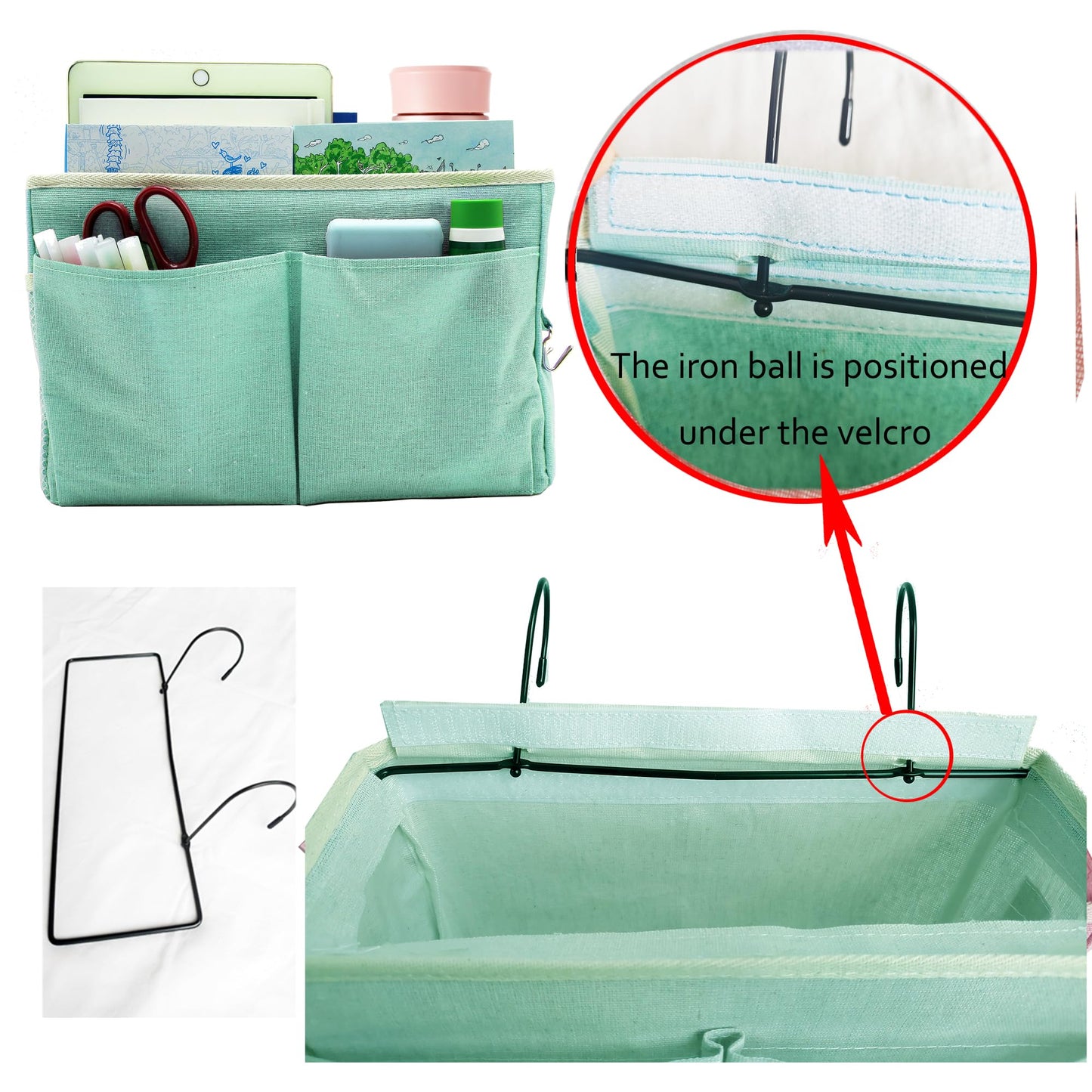 2-Pack Bedside Caddy Bedside Hanging Storage Basket Multi-Function Organizer Caddy for Bunk and