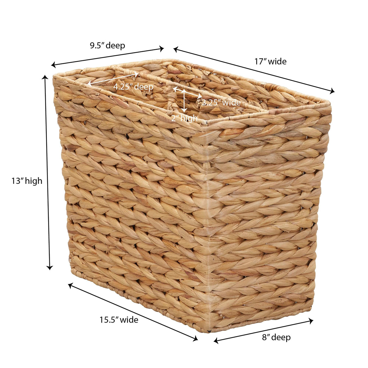 Household Essentials Side‑by‑Side Magazine Rack Decorative Storage Organizer with Handwoven Water