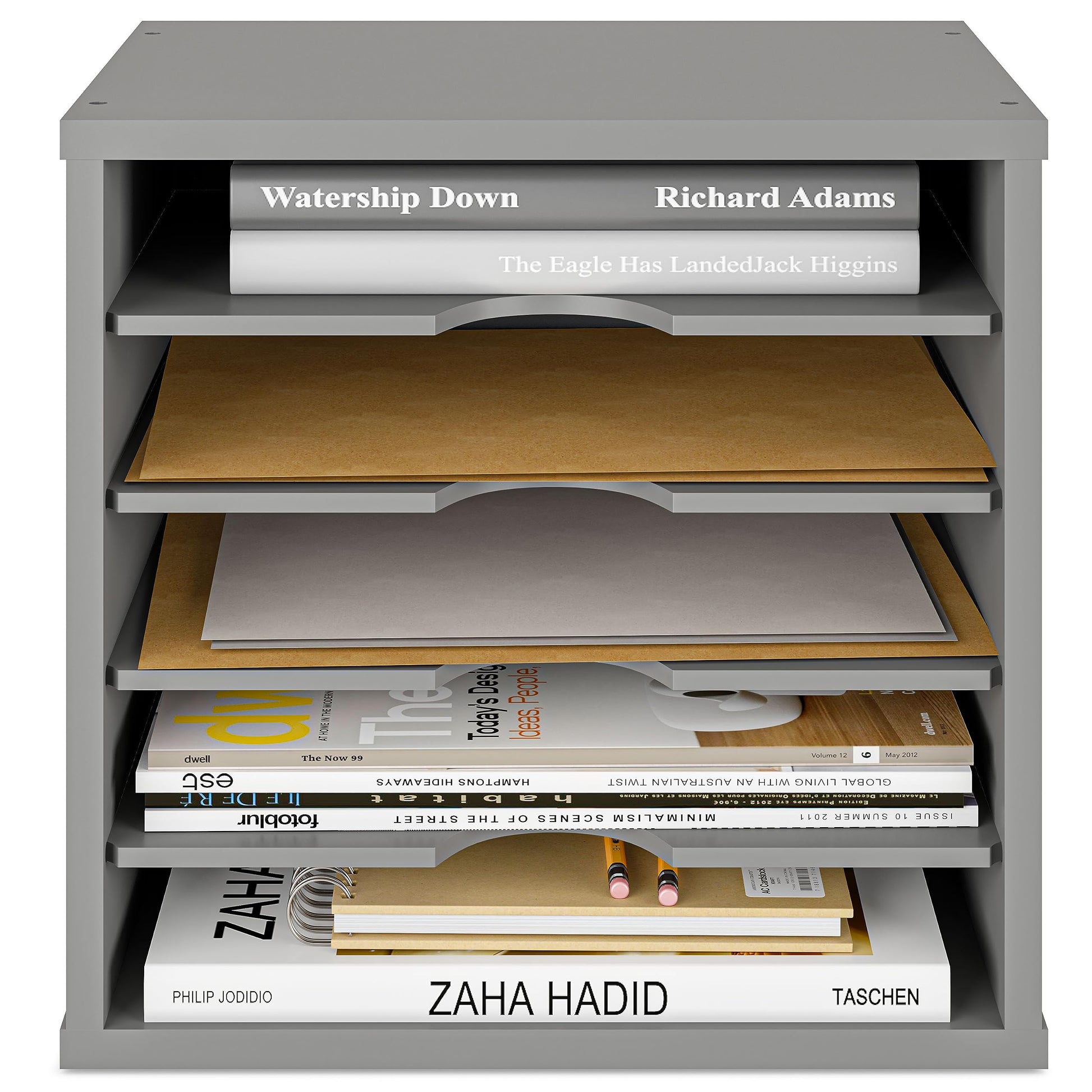 Ballucci 5-Tier File Organizer for Desk, Wooden Mail Sorter, Office Desk Organization, Paper