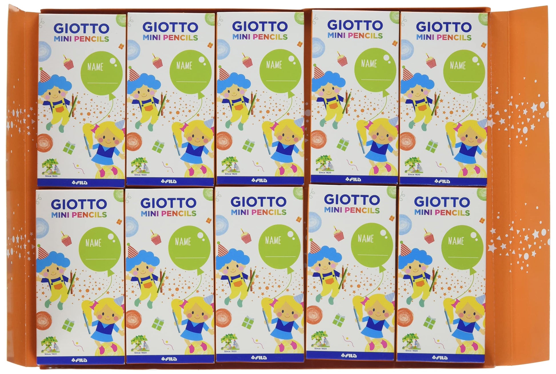 GIOTTO Kids 10 x Party Gift Sets with 6 Mini Colouring Pencils, Assorted Colours, Super Washable