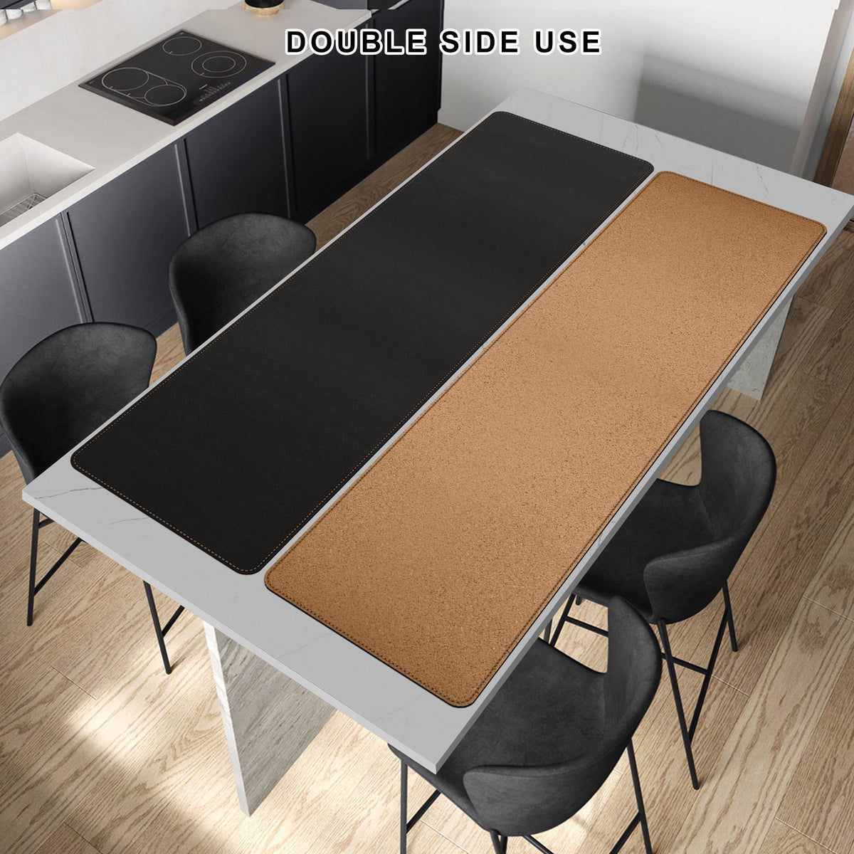 MAIDERN 67” x 19.6” Desk Pad, Large Desk Mat, Cork & Leather Large Mouse pad for Desk, Waterproof