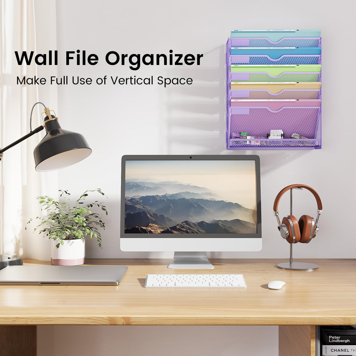 Kinkota Hanging Wall File Organizer, Desk Organizer with Metal Mesh, 6-Tier