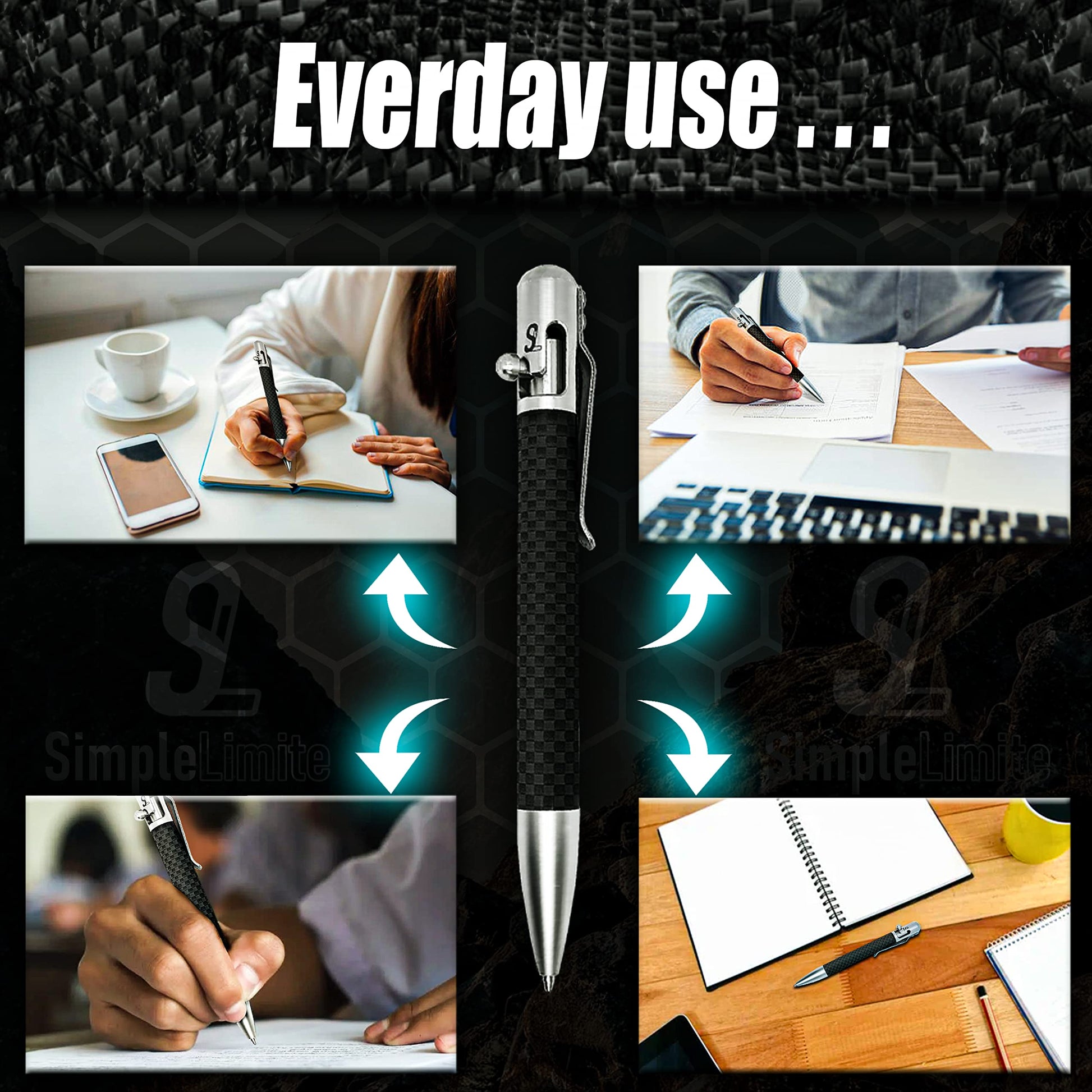 SL Simple Limit Carbon Fiber Bolt Action Pen with Gift Box & Premium Metal Retractable Ballpoint