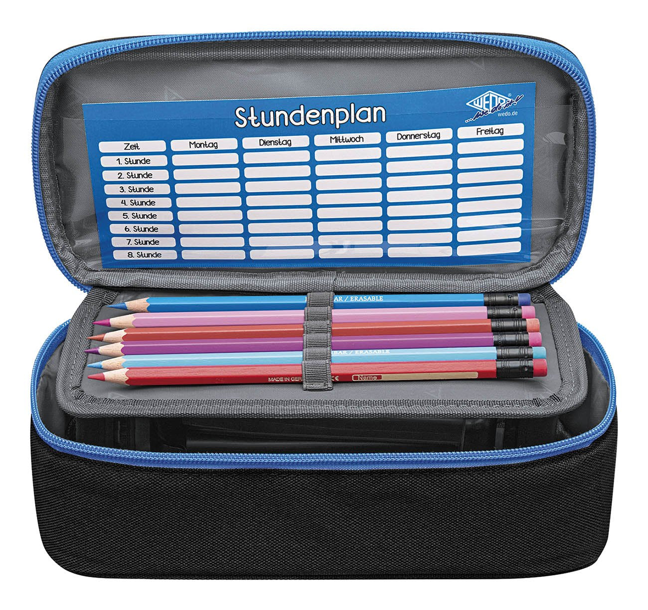 Wedo 24243010 Pencil Case with Inner Flap - Black/Blue