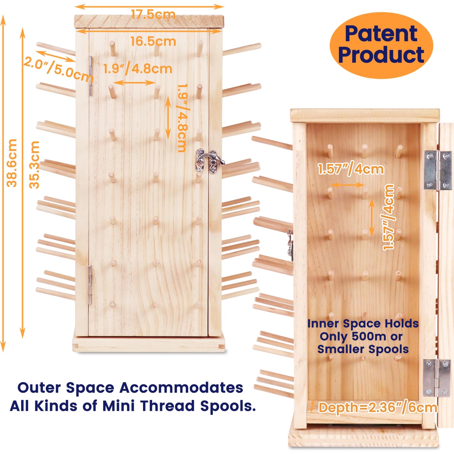 New brothread 129 Spools 360° Fully Rotating Wooden Thread Rack