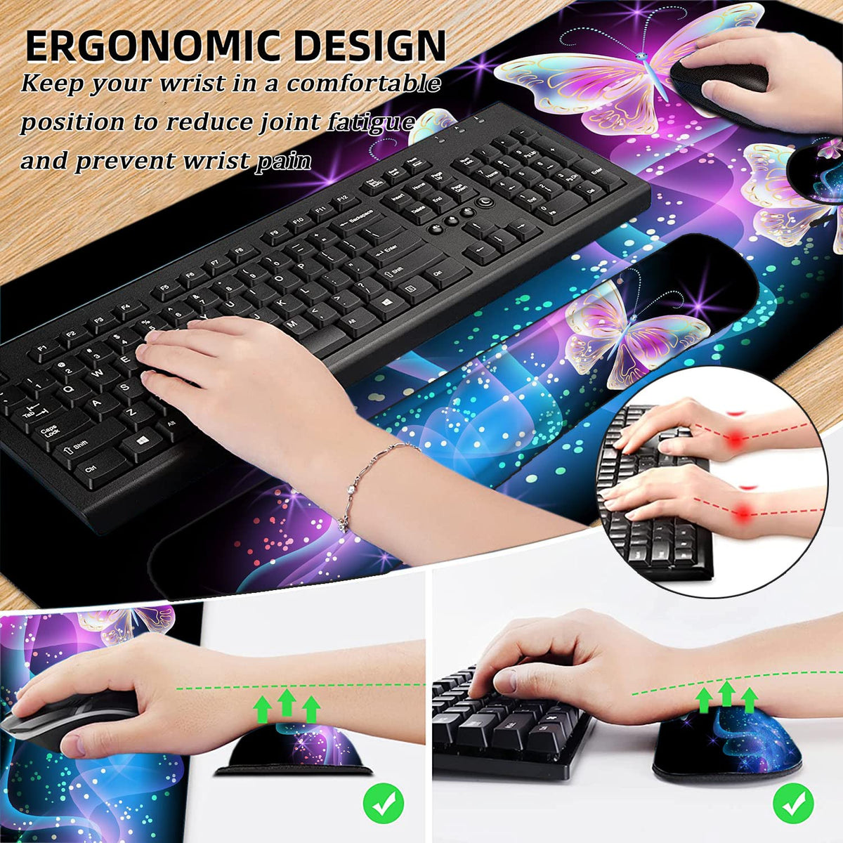 Large Mouse Pad with Wrist Rest, 4-in-1 Wrist Rest for Keyboard and Mouse
