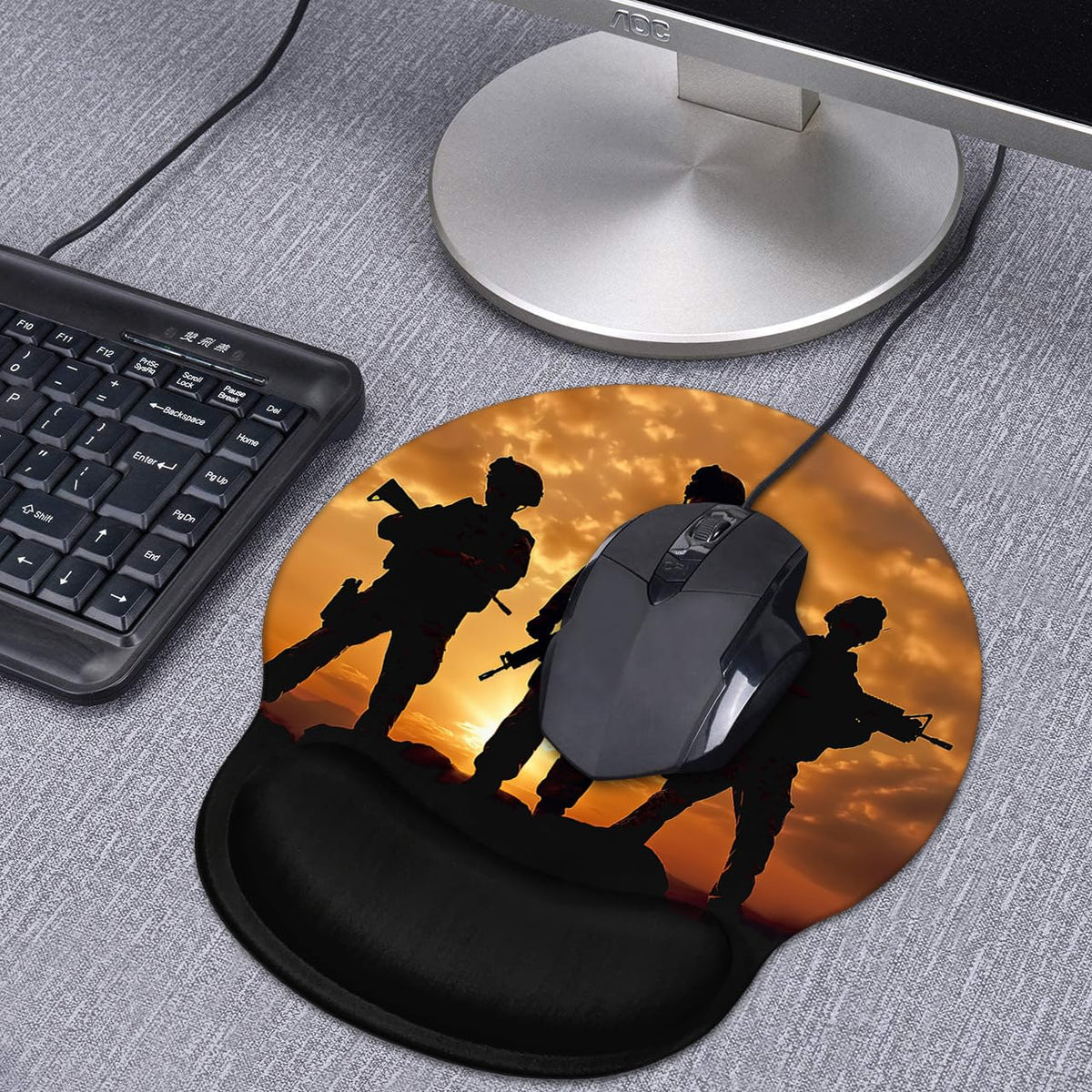 BWOOLL Ergonomic Mouse Pad Wrist Support and Coasters Set, Cute Wrist Rest Pad with Non-Slip PU