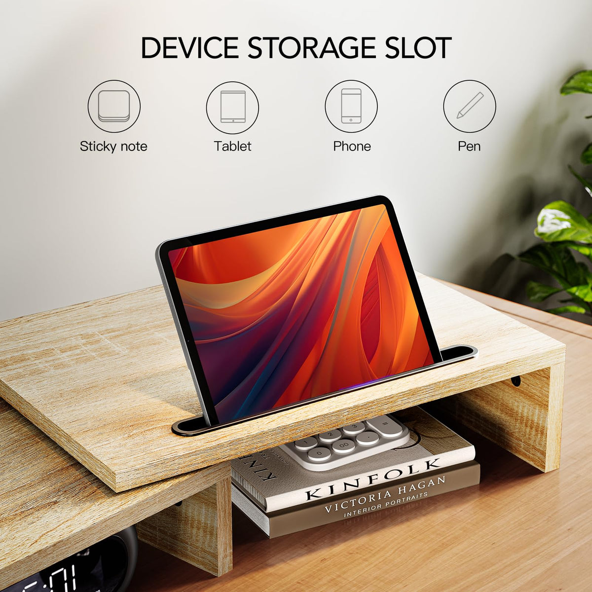 AMERIERGO Dual Monitor Stand Riser- 3 Shelf Screen Stand with Adjustable Length and Angle, 2 Extra