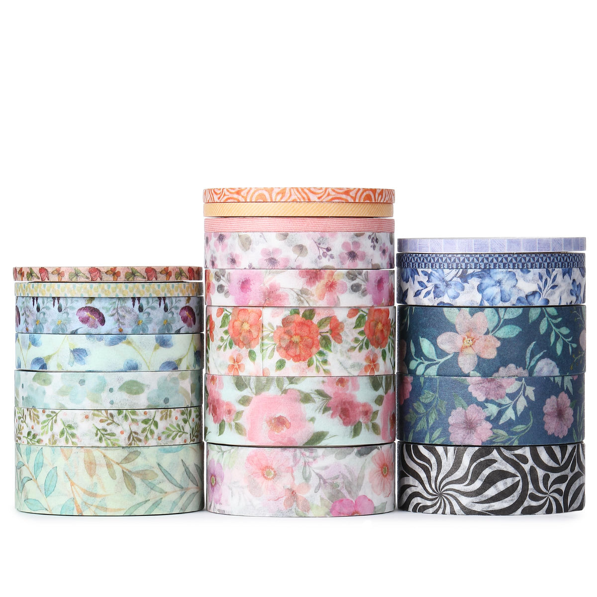Mr. Pen- Washi Tape Set, 21 Rolls, Assorted Sizes, Floral Vintage