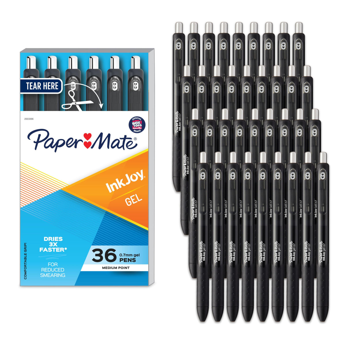 Paper Mate InkJoy Gel Pens, Retractable, Medium Point (0.7mm), Black, 36 Count - Office Supplies