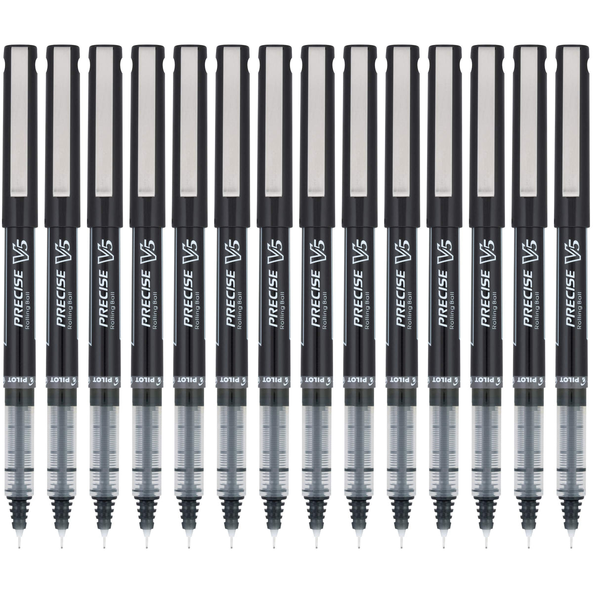 PILOT Precise V5, Extra Fine Point 0.5 mm Black Pens, Black, Pack of 14