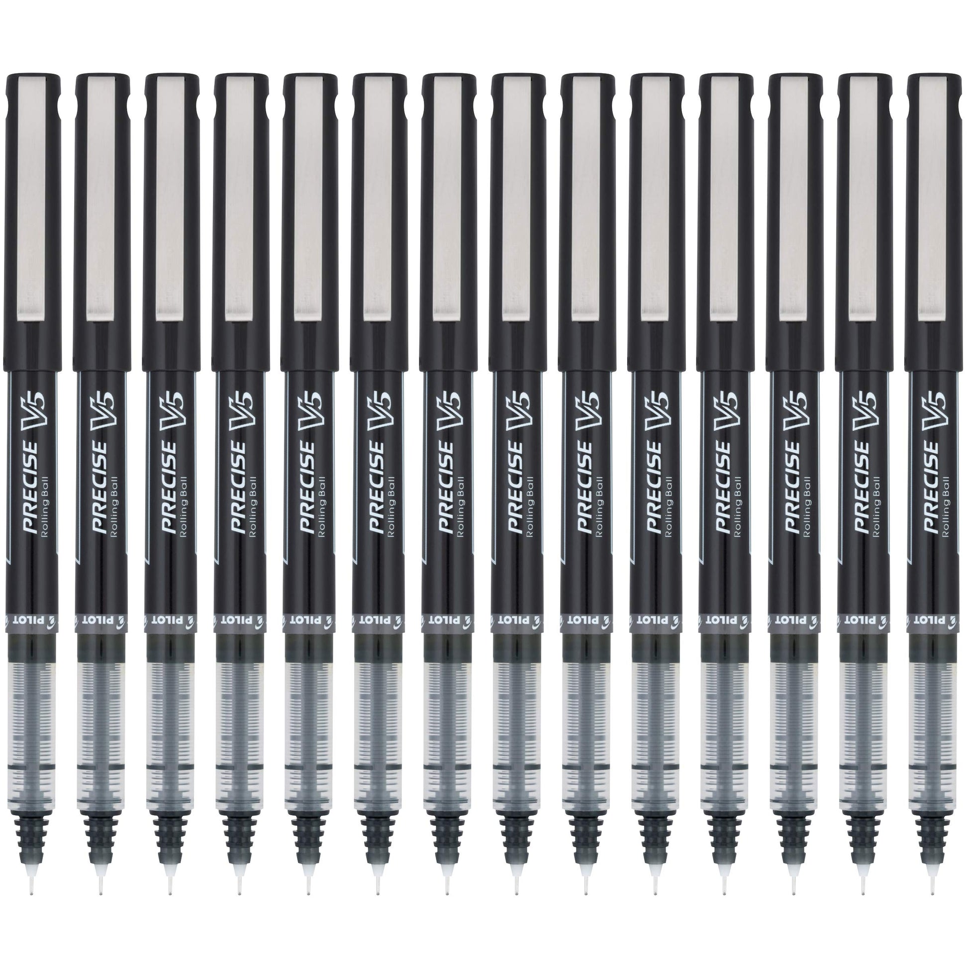 PILOT Precise V5, Extra Fine Point 0.5 mm Black Pens, Black, Pack of 14