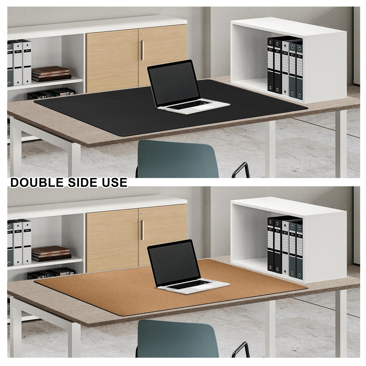 MAIDERN 40” x 24” Leather Desk Mat XL, Large Desk Pad, Reversible Cork & Leather Large Mouse pad