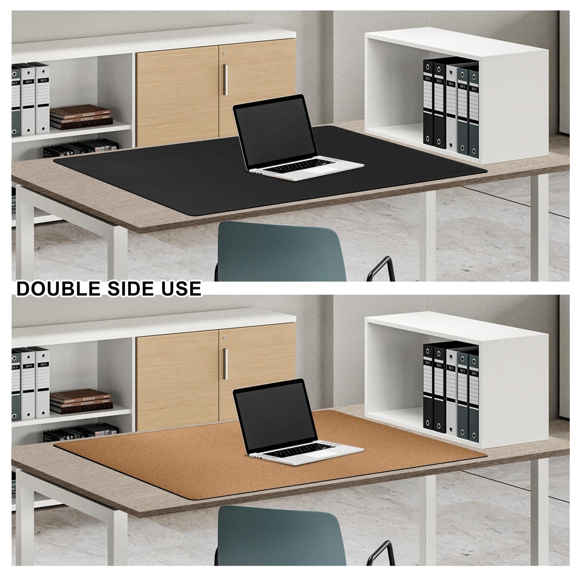 MAIDERN 40” x 24” Leather Desk Mat XL, Large Desk Pad, Reversible Cork & Leather Large Mouse pad