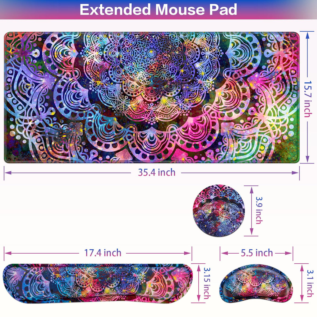 QOMOLAMA Mouse Pad with Wrist Rest, 4-in-1 Large Mousepad Keyboard