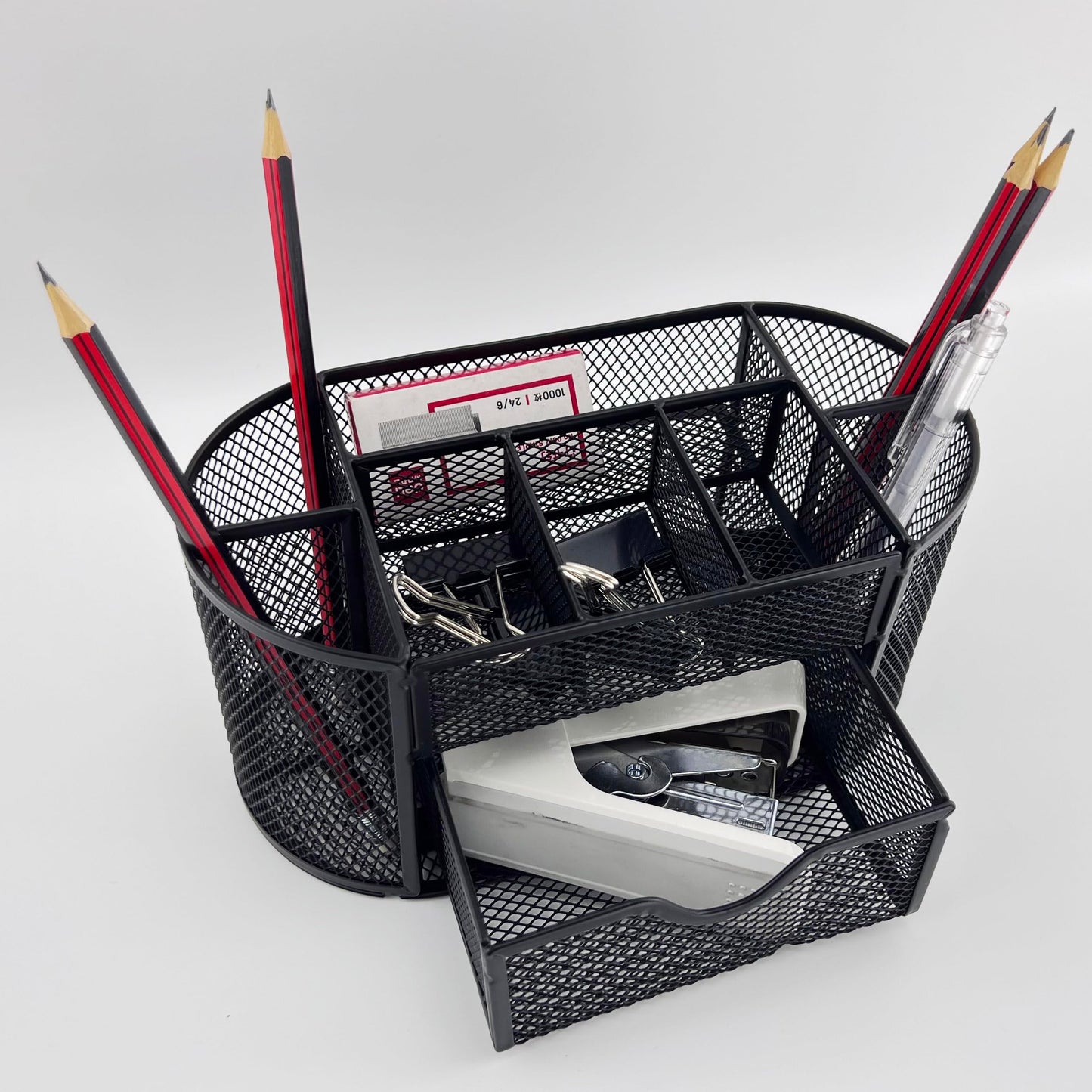 Fengtaiyuan T12, Black Metal Wire Mesh Pencil Holder for Desk, Pencil Cup for Office, Pen Holder