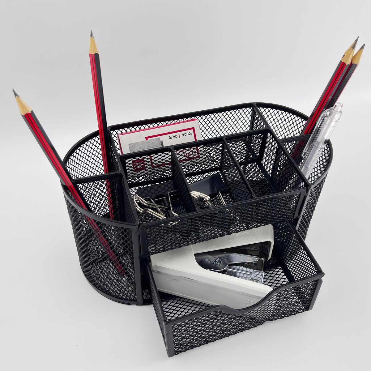 Fengtaiyuan T12, Black Metal Wire Mesh Pencil Holder for Desk, Pencil Cup for Office, Pen Holder