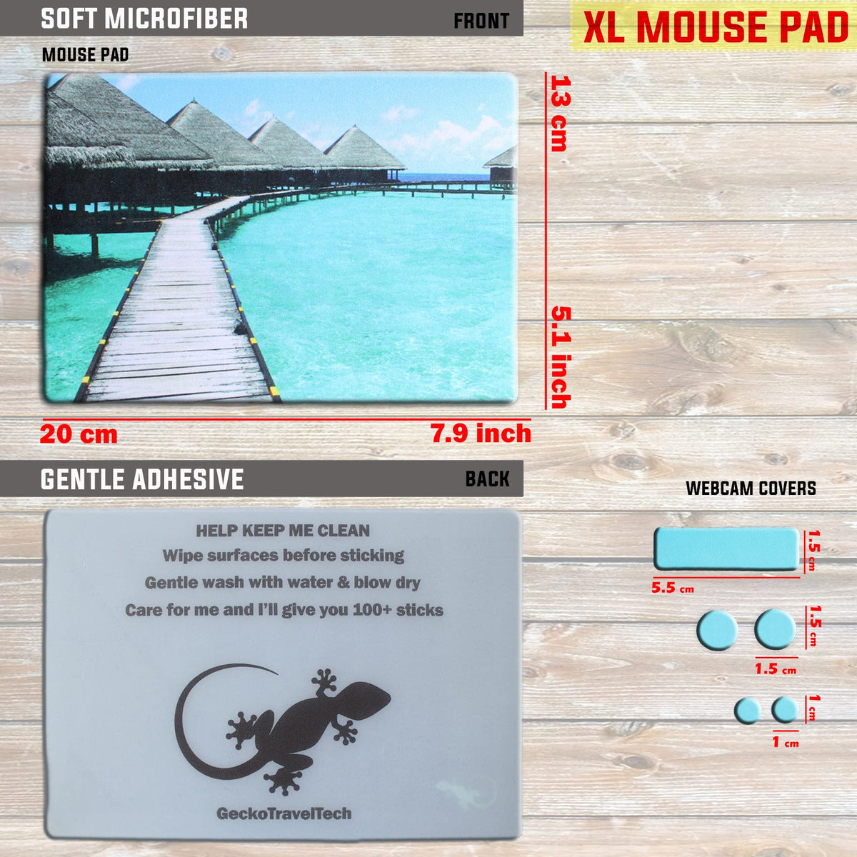 Peel and Stick Mouse Pad - Portable - Adhesive Stick on Bottom - Large Size Mouse Pads - Portable