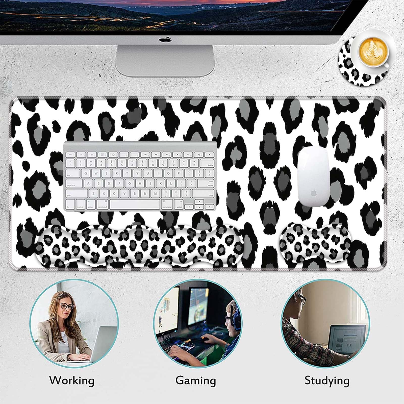 FGDRFGRW Mouse Pad Set,(31.5×11.8 in) Desk Pad + Keyboard Wrist Rest Support + Mouse Wrist Rest +