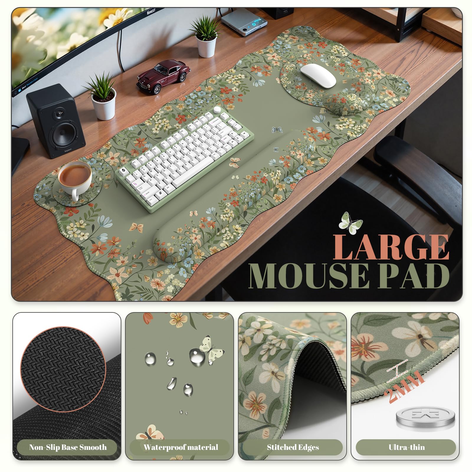 iCasso Keyboard Pad for Workspace, Green 35.4"x15.7" Desk Protector