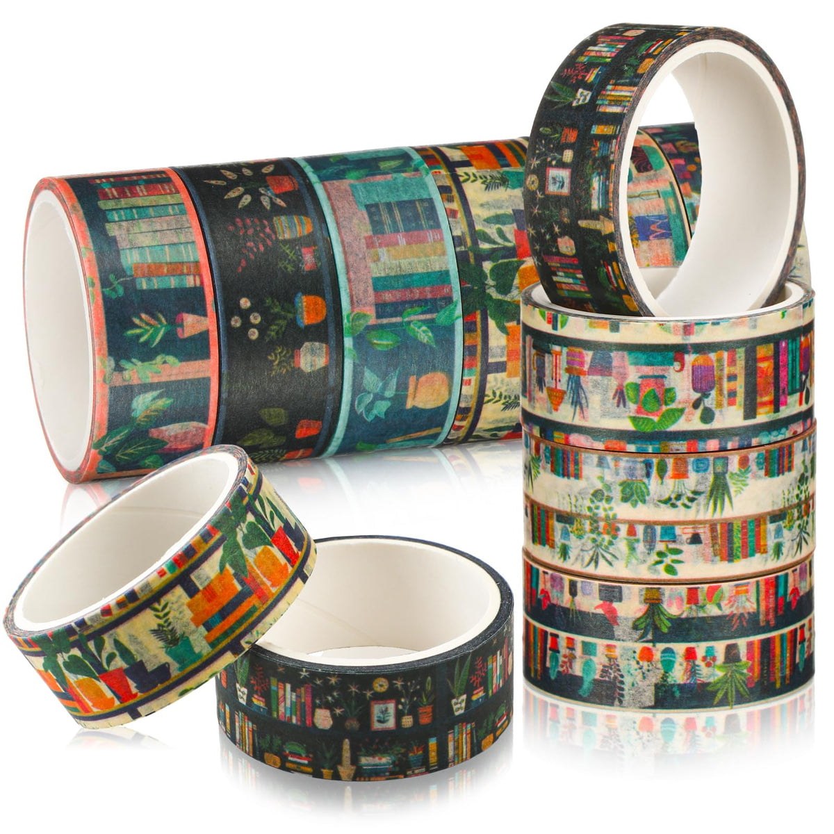 Janlaugh 24 Rolls Book Washi Tape Back to School Crafting Gifts, Plants