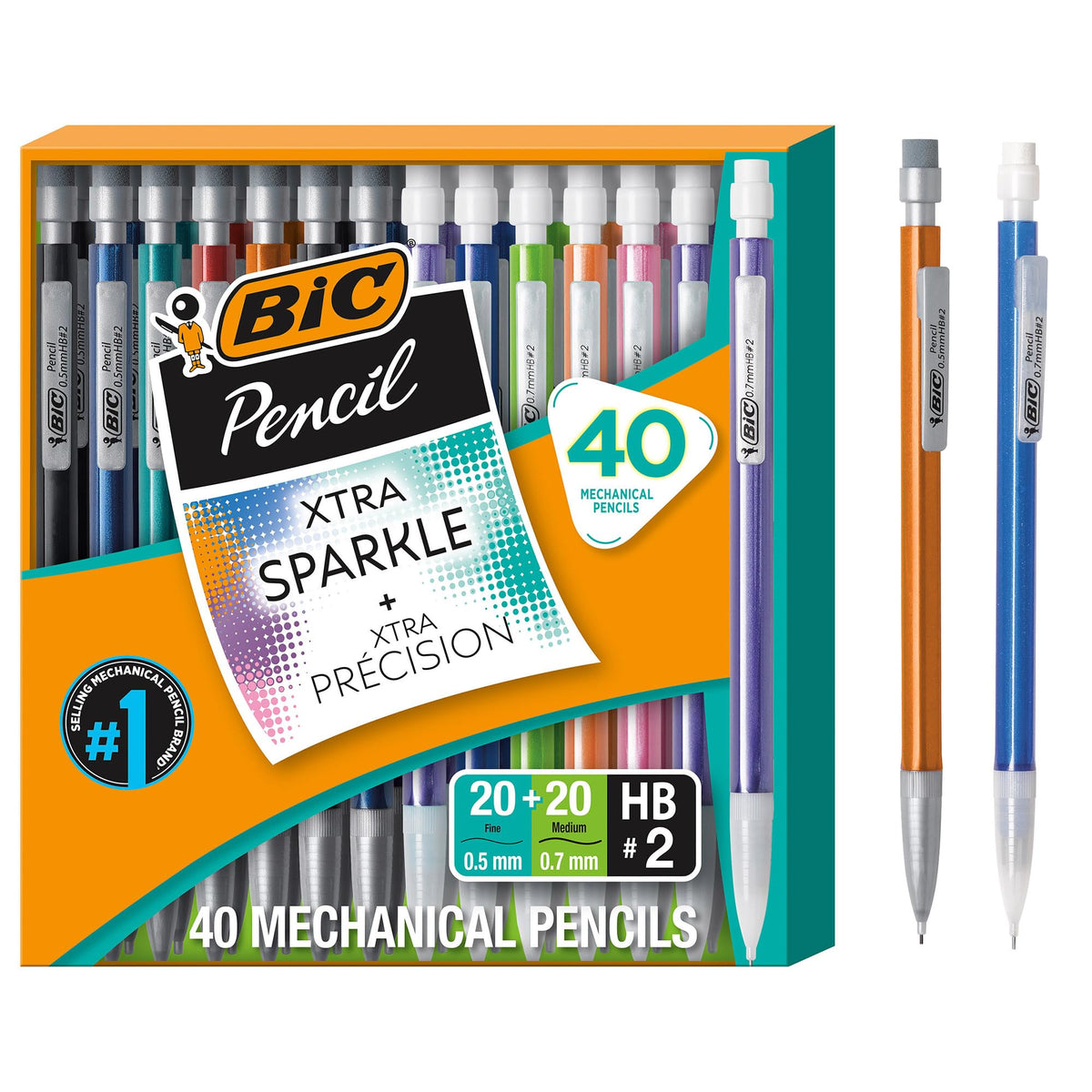 BIC Combo Pack of Mechanical Pencils 0.7mm and 0.5mm, Pack of 40