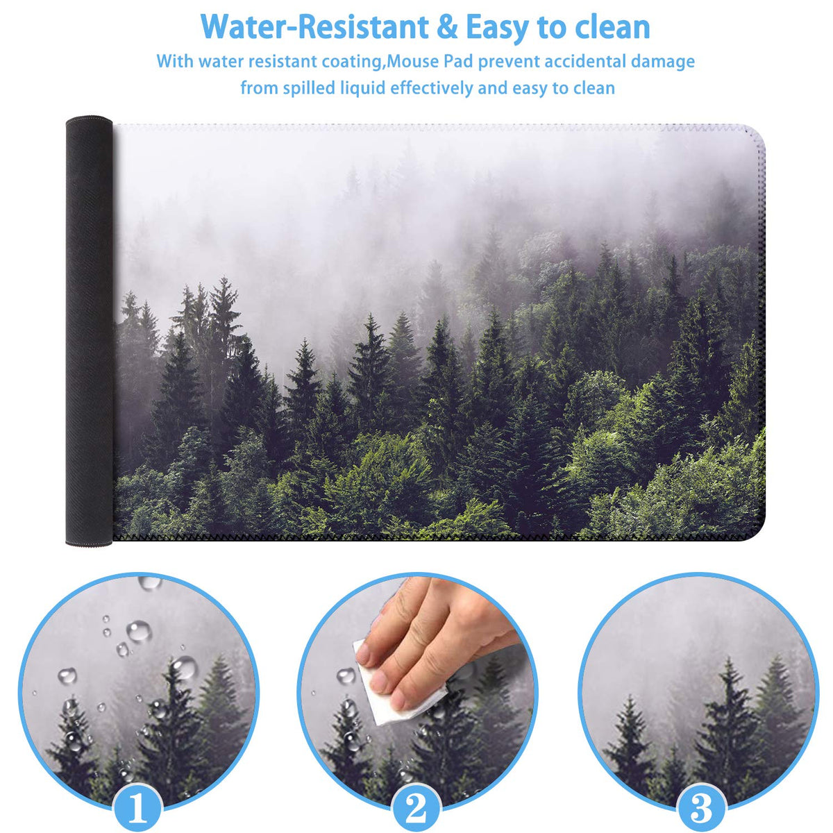 iCasso Extended Gaming Mouse Pad,35.4 x 15.7in Desk Pad, Forest
