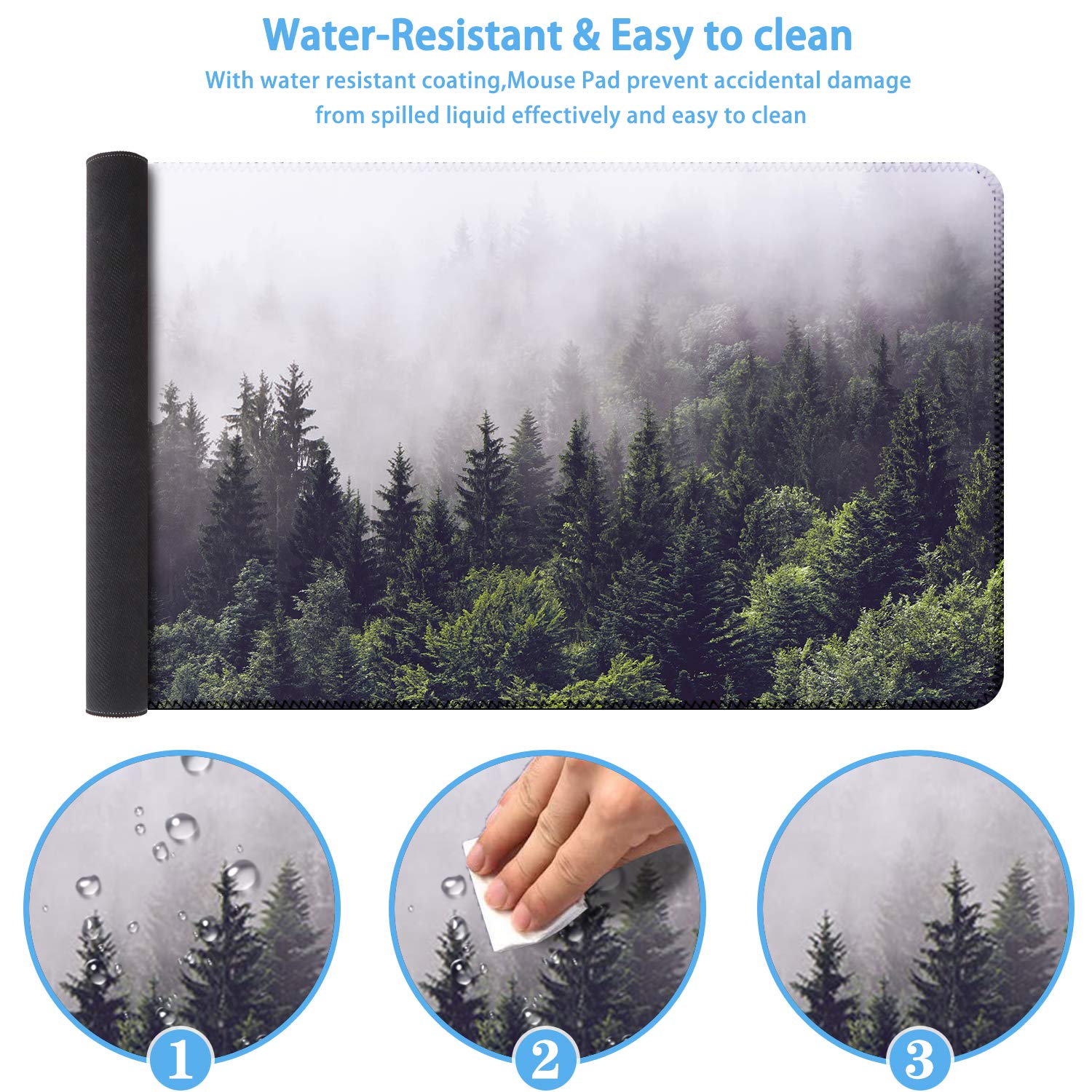 iCasso Extended Gaming Mouse Pad,35.4 x 15.7in Desk Pad, Forest