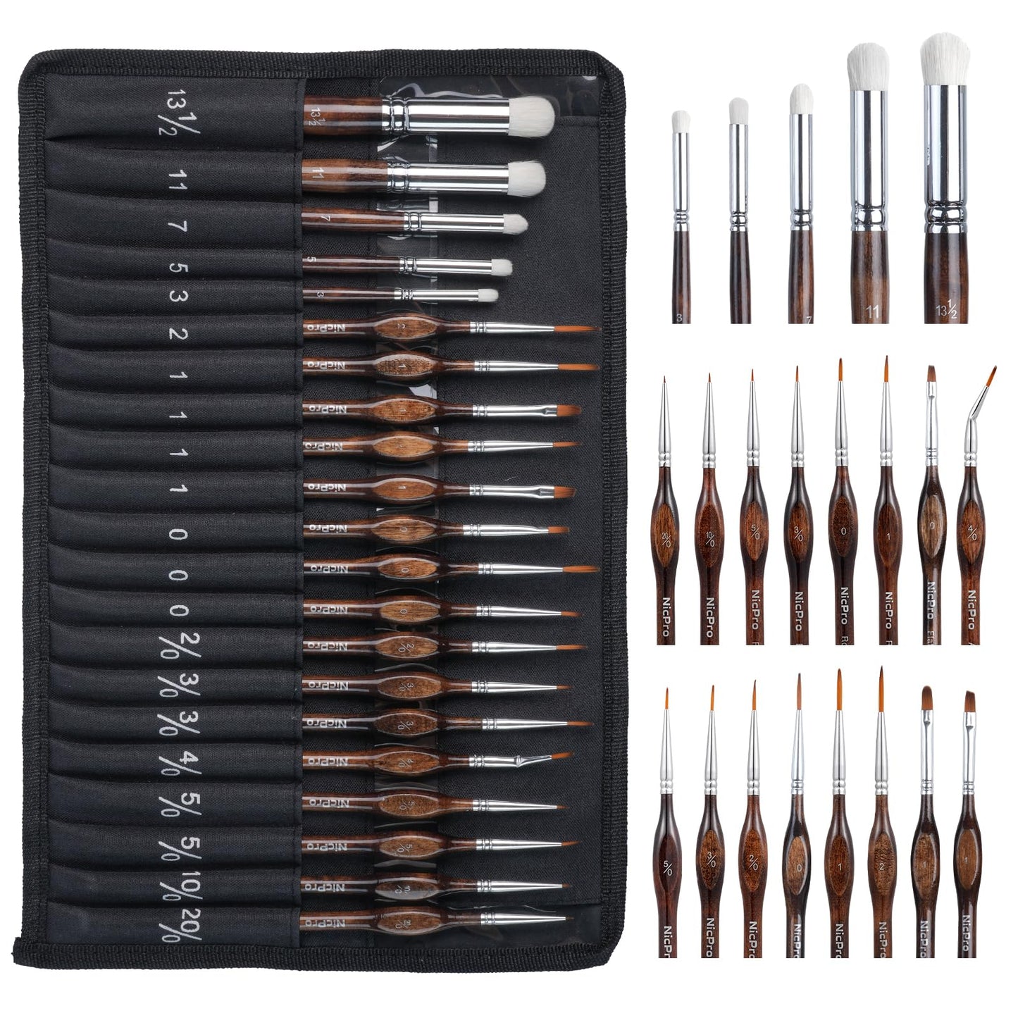 Nicpro Miniature Paint Brushes Dry Brush - 21PCS Model Paint Brush Set with Cloth Roll for Acrylic