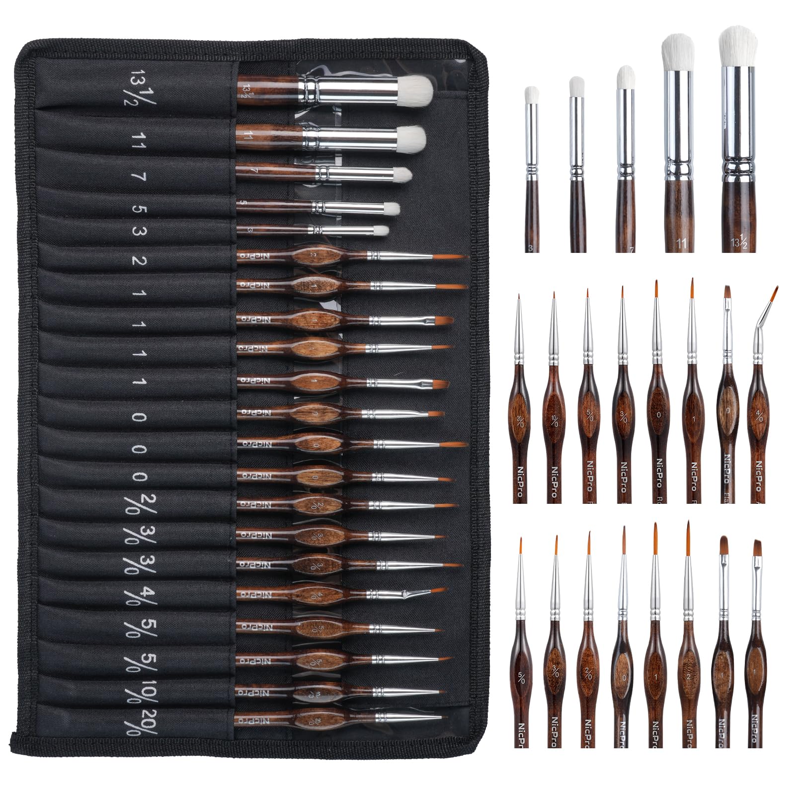 Nicpro Miniature Paint Brushes Dry Brush - 21PCS Model Paint Brush Set with Cloth Roll for Acrylic