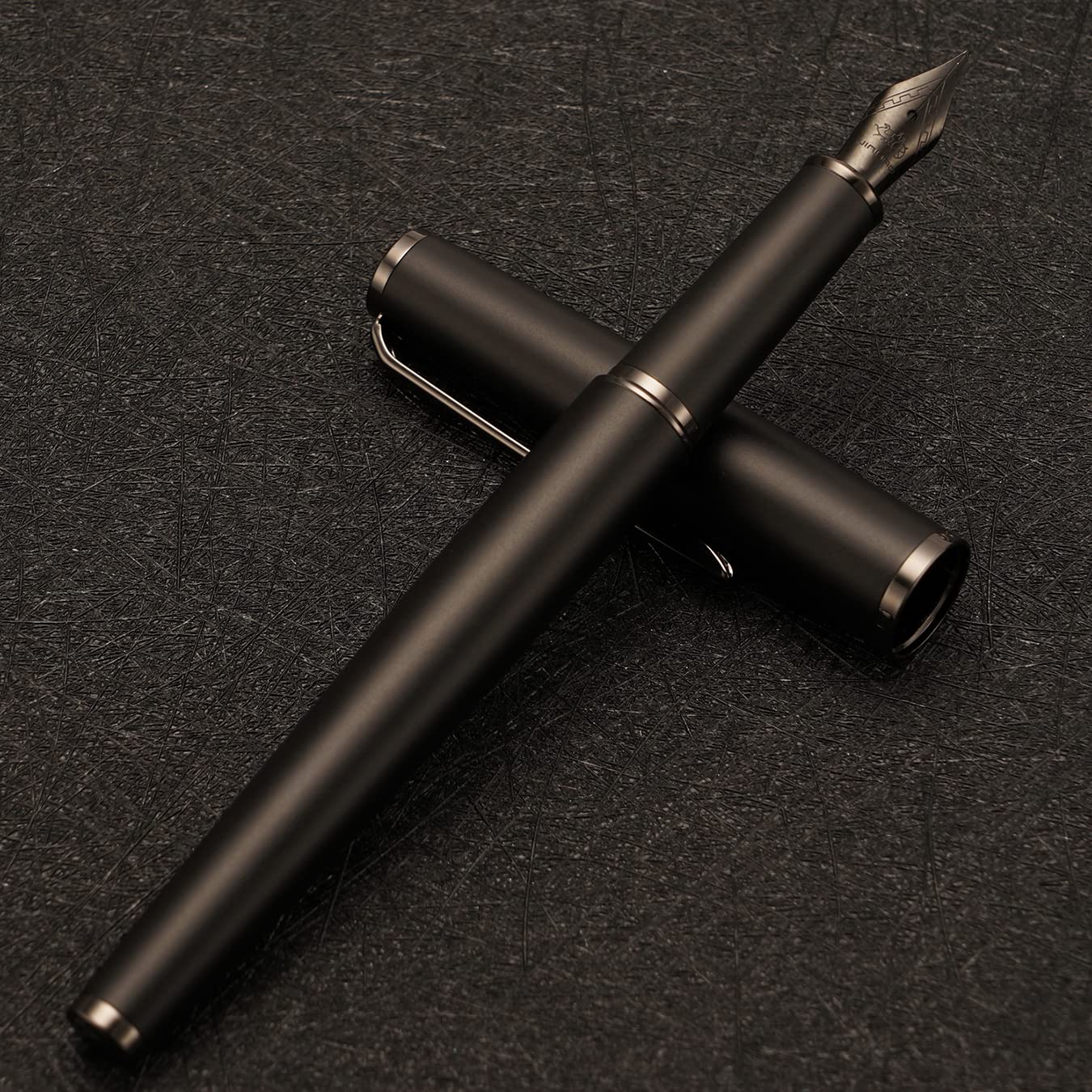 Jinhao 95 Metal Fountain Pen Titanium Black Medium Nib with Converter, Matte Black Writing Pen