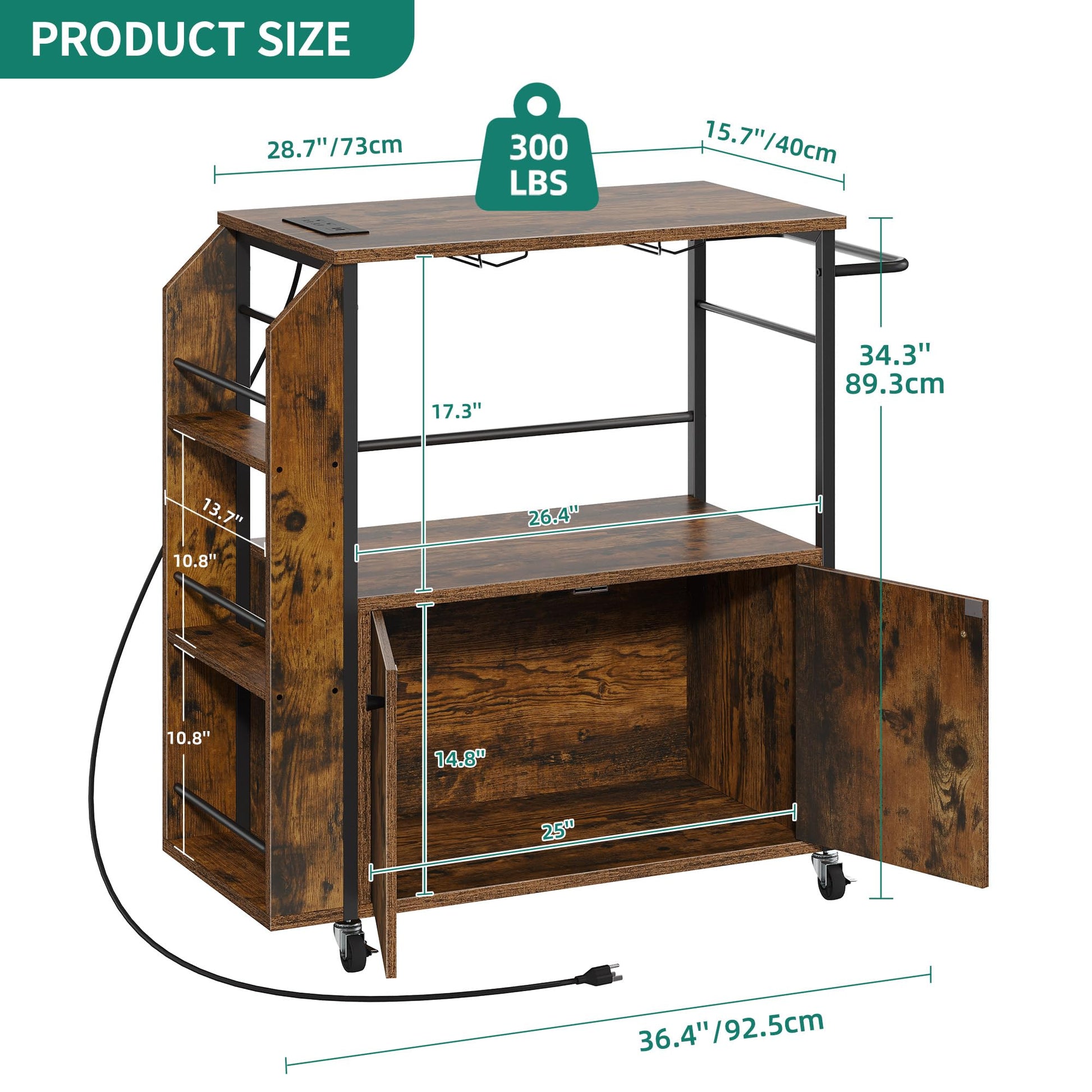 YITAHOME Kitchen Island Cart with Power Outlet, 36 Inch Mobile Kitchen Cart with Open Shelves