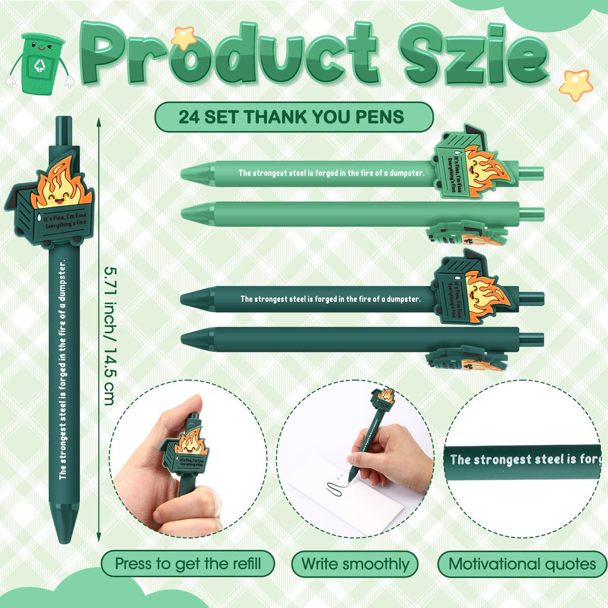 Sayglossy 24 Set Dumpster Desk Accessories Employee Gifts Bulk,Green