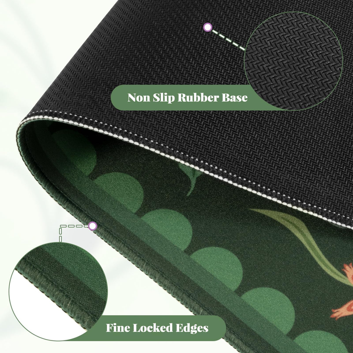 iLeadon Dark Green Desk Mat for Keyboard and Mouse,Full Desk Mouse Pad