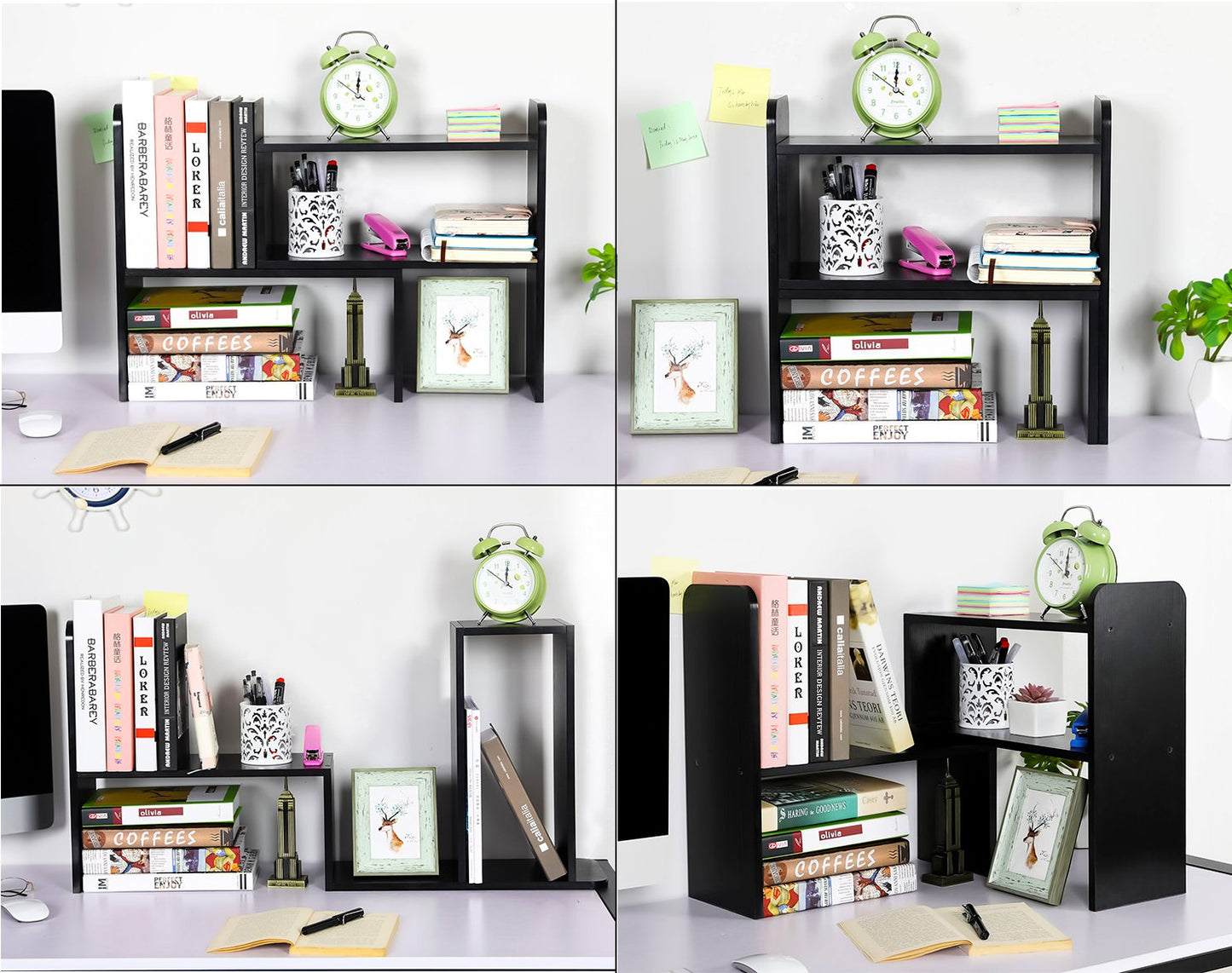 PAG-Mass Desktop Bookshelf Freestanding Wooden Countertop Bookcase Accessories Organizer Display