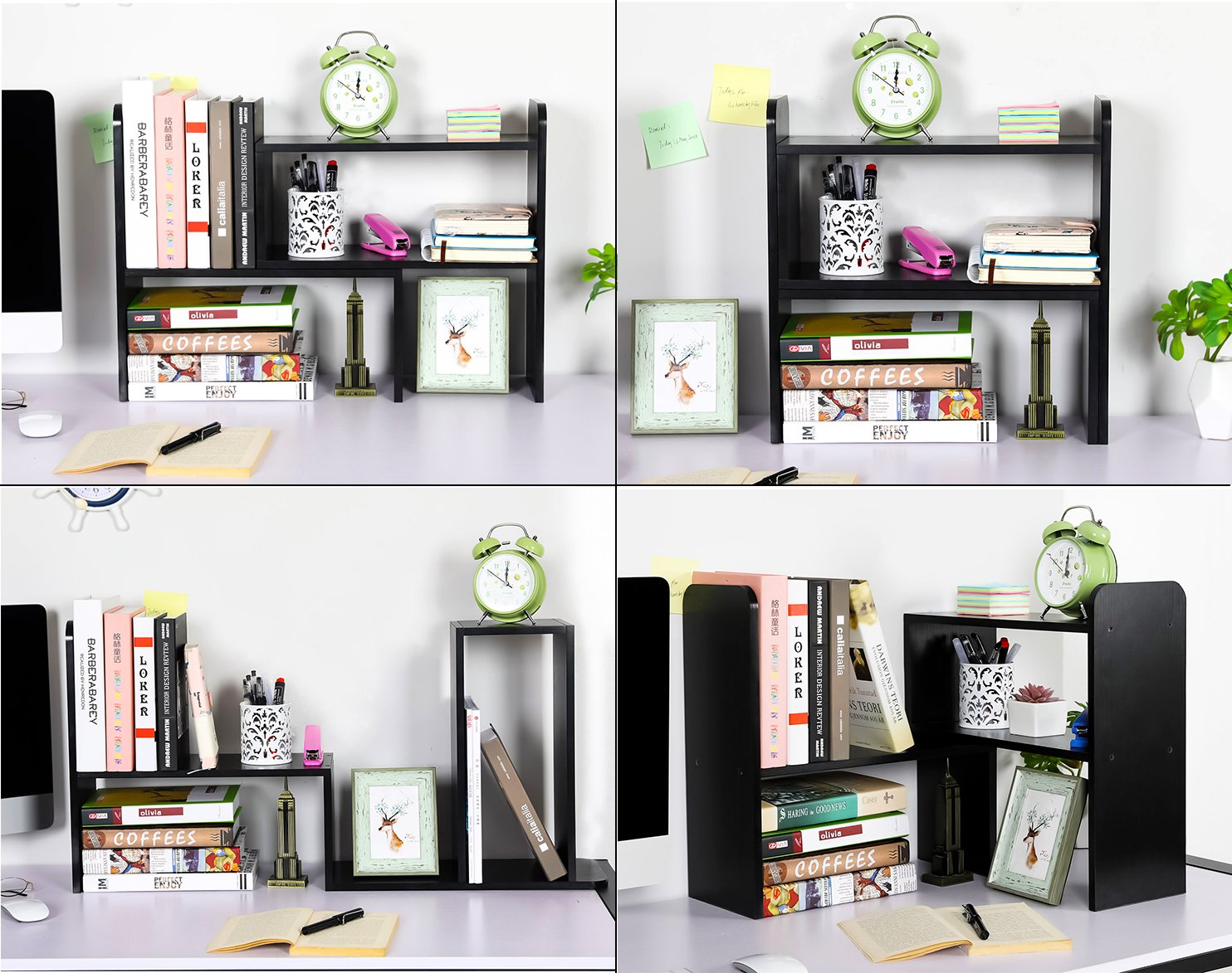 PAG-Mass Desktop Bookshelf Freestanding Wooden Countertop Bookcase Accessories Organizer Display